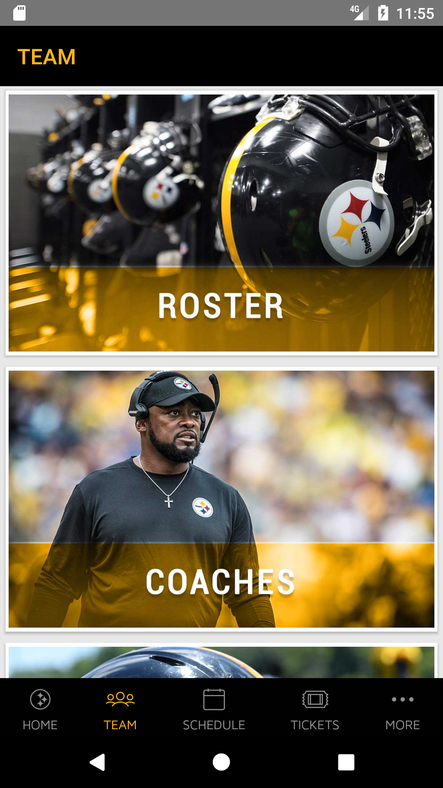 Android application Pittsburgh Steelers screenshort
