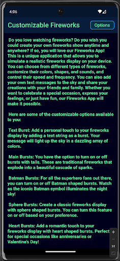 Android application Fireworks screenshort
