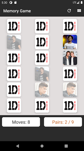 Memory Game - One Direction - Image Matching Game