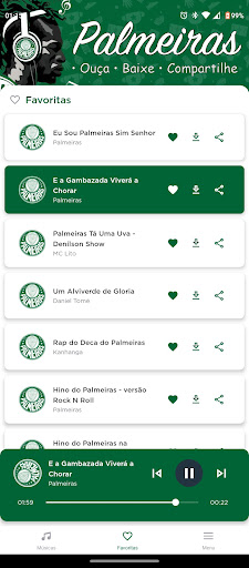 Android application Músicas do Palmeiras screenshort