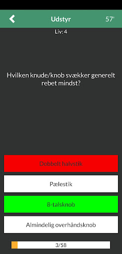 Træklatrings app - KlatreQuiz Screen 2