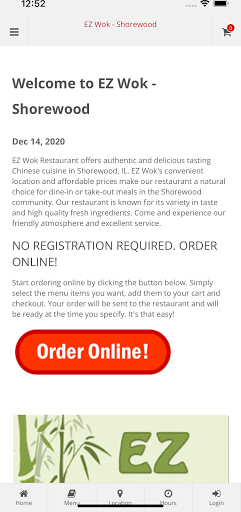 Android application EZ Wok - Shorewood Ordering screenshort