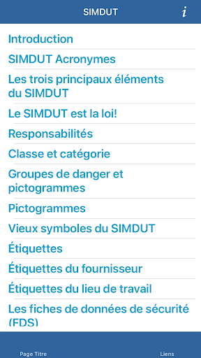 SIMDUT Pocket Guide Screen 2
