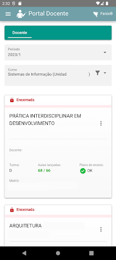 Android application Portal do Docente screenshort