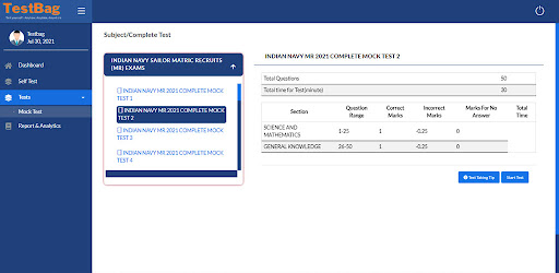 Indian Navy Sailor MR Online Test App