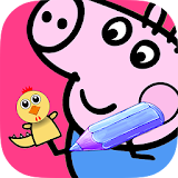 Coloring Pink Pig Friends icon