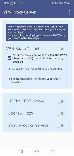 Android application VPN Proxy Server:Tether NoRoot screenshort