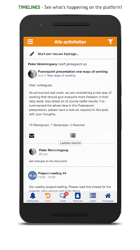 Android application Sociaal Intranet Sensire screenshort