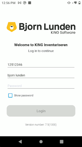 Android application KING WMS Inventariseren screenshort