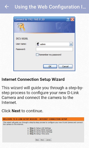 Android application D Link Wifi Camera Guide screenshort
