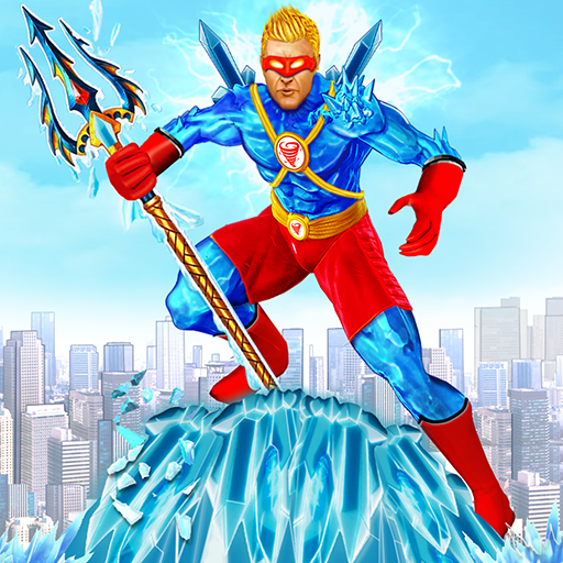 Snow storm ice hero robot game logo