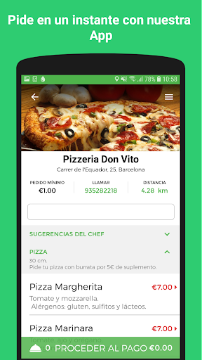 Android application Pizzeria Don Vito screenshort