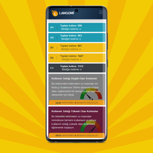 Android application Langomi-İngilizce Kelime Öğren screenshort