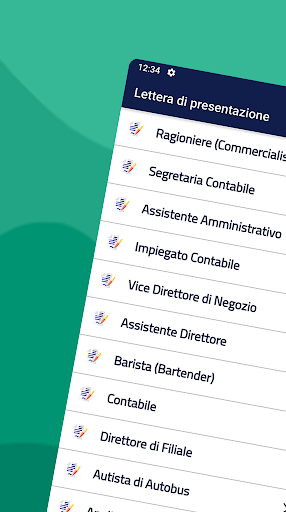 Android application Lettera di presentazione screenshort