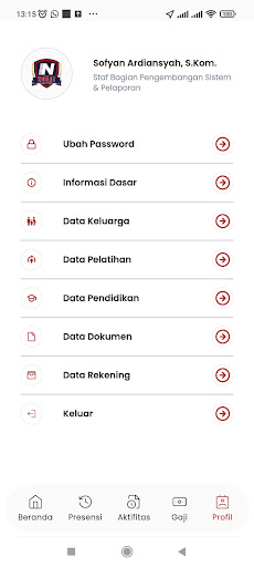 HRIS PGKG Screen 3