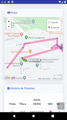 Android application JUNIOR TRACKER, GERENCIAMENTO screenshort