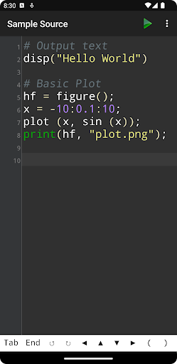 Android application Madona: Run Matlab/Octave code screenshort