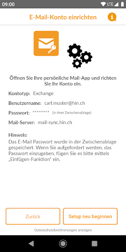 HIN Mail Setup Screen 3