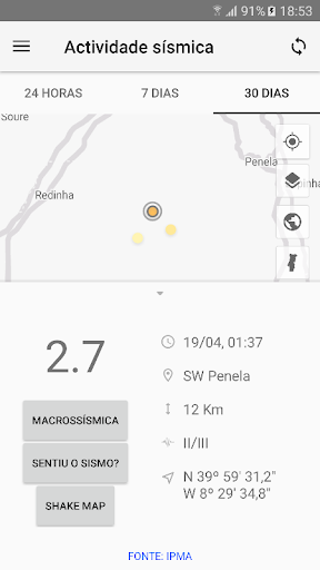 Sismos@IPMA Screen 3