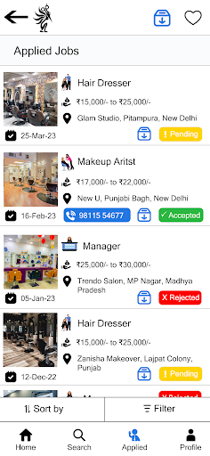 Android application JobsInSalon screenshort