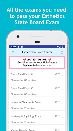 Esthetician Exam Center: State Screen 3
