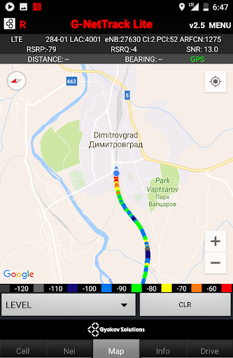 Screenshot of G-NetTrack Lite