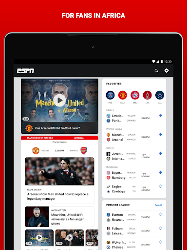 Screenshot of ESPN