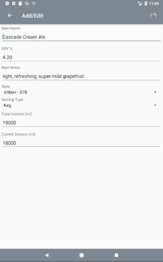 Android application Beer Tracker - keg and bottle screenshort