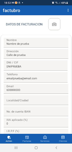 Android application factubro screenshort