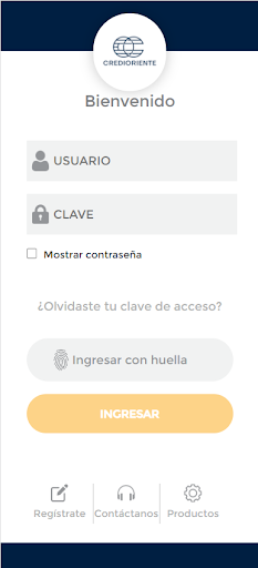 Android application CREDIORIENTE screenshort