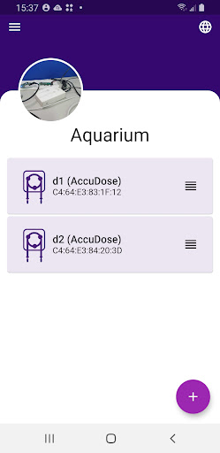 Android application Reef AccuDose screenshort