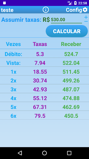 Taxas de Máquina de Cartão