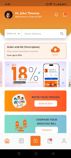 Chemist180 – Healthcare app Screen 2