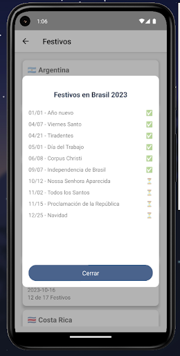 Android application Festivos del mundo screenshort