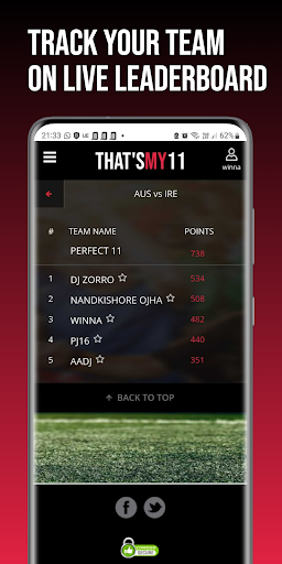 Thats My 11 - Fantasy Cricket Screen 3
