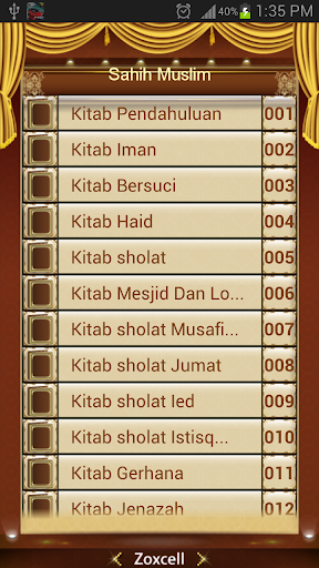 Android application Sahih Muslim Hadith Indonesia screenshort
