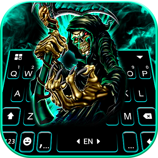 Neon Reaper Skull Theme logo