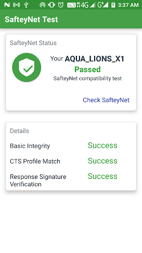 SafetyNet | Integrity Checker Screen 2