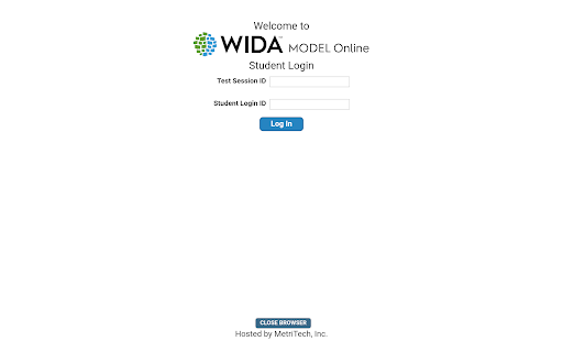 WIDA MODEL Student Browser Screen 2