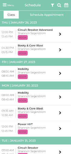 inMotion Training Studio Screen 2