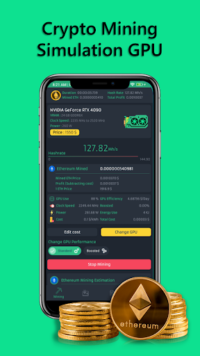 Android application Crypto Mining Simulation GPU screenshort