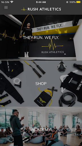 Android application RUSH ATHLETICS screenshort