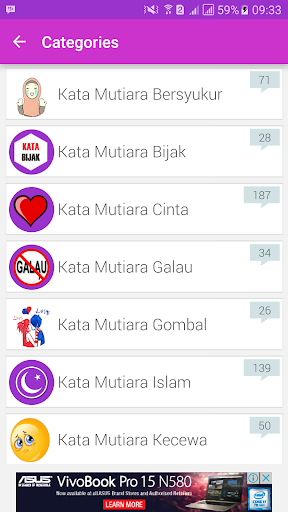 Android application Kata Kata Mutiara Cinta screenshort