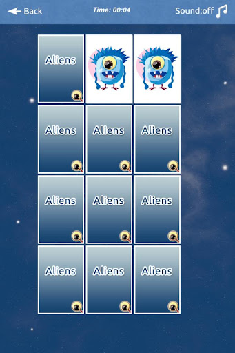 Aliens Memory Match Screen 3