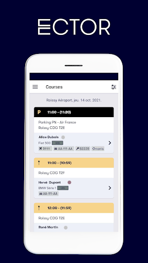 Android application Ector pour voiturier screenshort