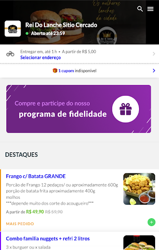 Android application Rei do Lanche Sitio Cercado screenshort