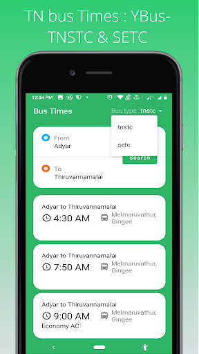 TN Bus Times - TNSTC & SETC Screen 2