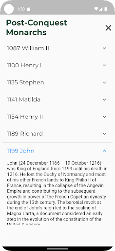 British History Timeline Quiz Screen 3