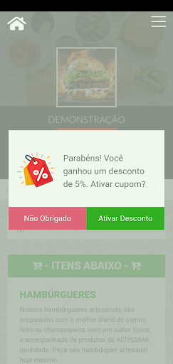 Android application Cardápio Demo screenshort