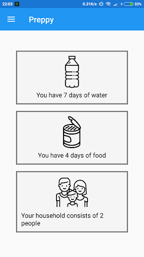 Android application Preppy - Emergency Supply Calc screenshort